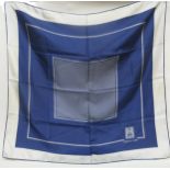 Burberrys of London, navy blue silk scarf, 76cm square Some minor stains, discolouring and loose