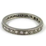 Platinum and diamond set full eternity ring, size R, 4g