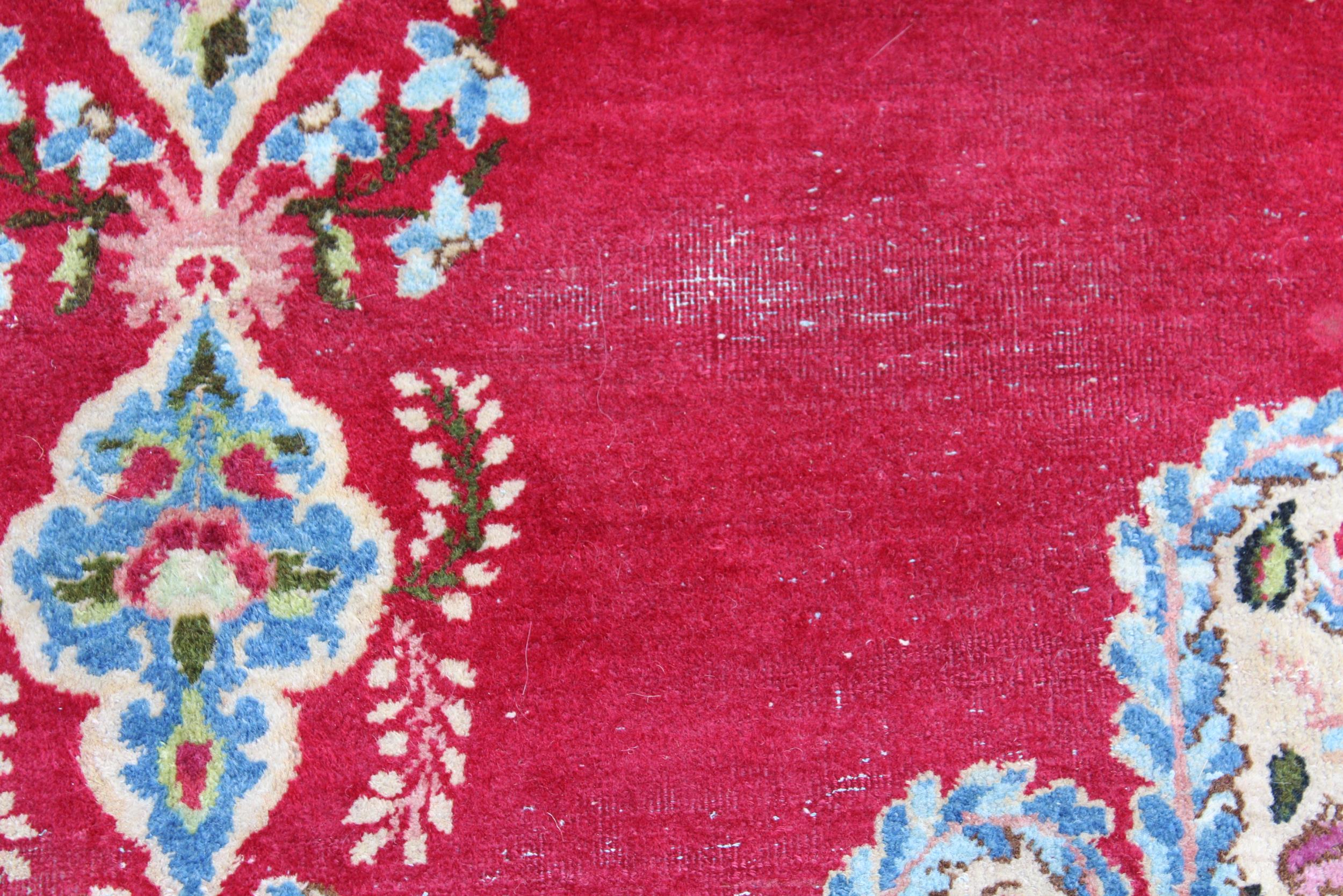 Pair of Indian rugs with a lobed medallion design on a wine ground with borders, 223 x 143cm each - Image 4 of 6