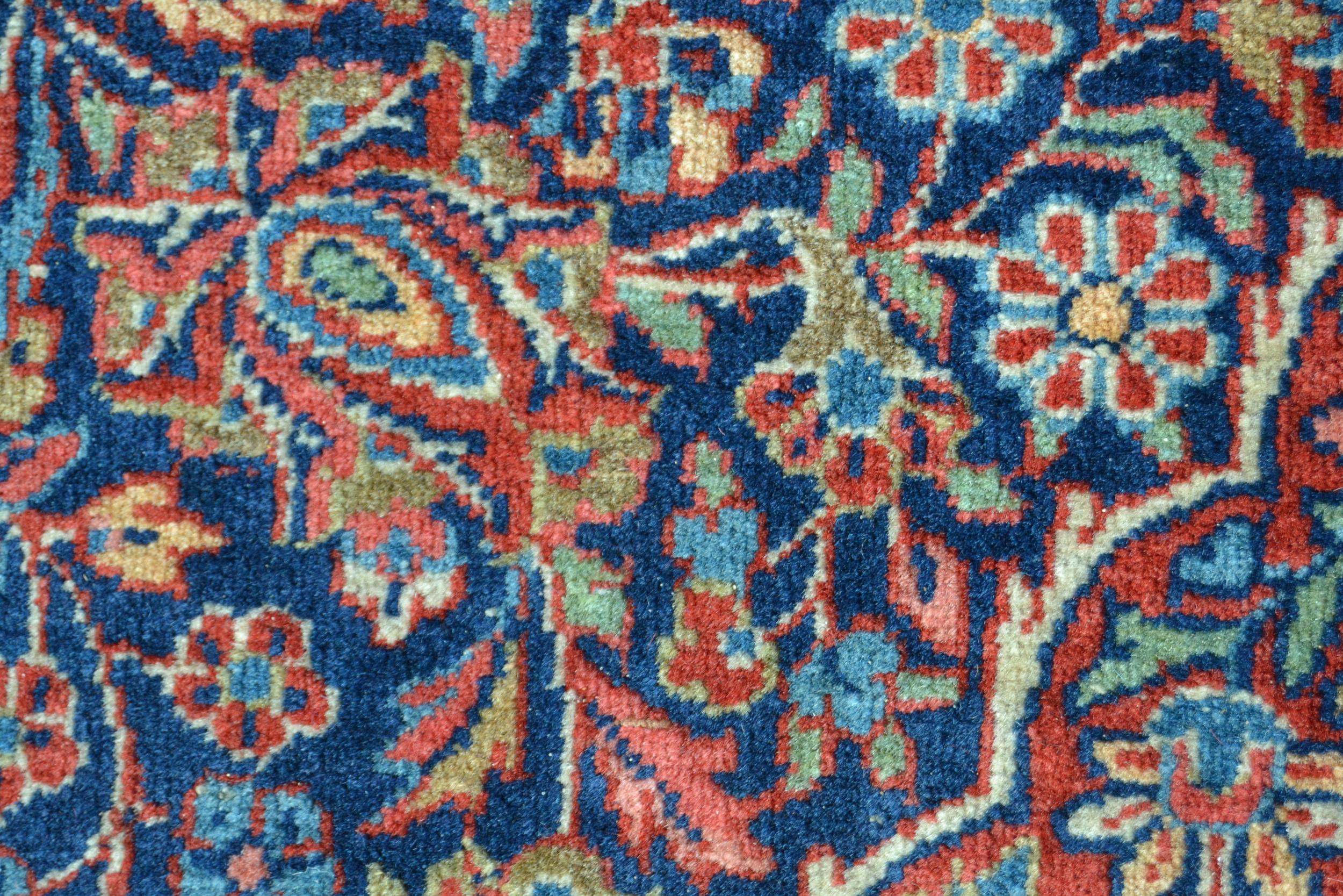 Kashan rug with a busy lobed medallion and floral design on a midnight blue ground with borders, 201 - Image 4 of 6