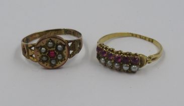 Two Victorian gold rings (both with stones missing)