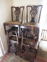 Set of six George III mahogany dining chairs with pierced vase shaped splat backs, drop-in seats and