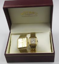 Gentleman's Rotary gold plated wristwatch with rectangular champagne dial and baton numerals,