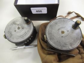 Hardy ' The Perfect ' fly reel, 2 and 7/8in, together with a Hardy 3.75in fly reel No cracks