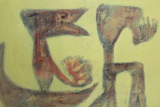 Henri Edion, pastel, abstract composition, signed and dated 1962, 35 x 51cm approximately, oak