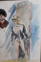 Ian Weatherhead, group of four unsigned watercolours, studies of figures on horses and other