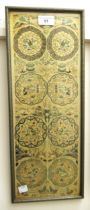 Pair of Chinese silk embroidered sleeve panels (framed as one)