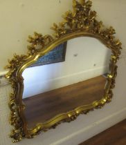 Reproduction gilt framed overmantel mirror with pierced surround, 120cm wide approximately, together