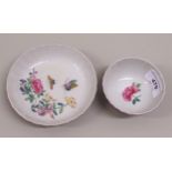 Chinese famille rose tea bowl and saucer decorated with insects and flowers internally and with