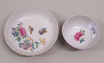 Chinese famille rose tea bowl and saucer decorated with insects and flowers internally and with