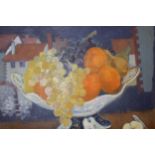 M. Inwood, oil on canvas, still life, fruit on a window ledge, signed, 40 x 50cm, gilt framed