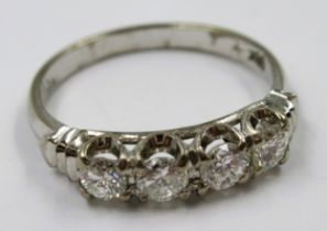 18ct White gold four stone diamond ring, size L diamonds are approximately 4mm