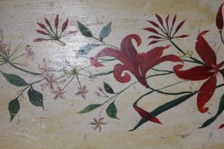 Pair of early 20th Century Continental oil paintings on panel, flower and insect studies, 68 x 35cm