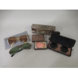 Miscellaneous vintage sunglasses, lorgnettes and an eye shade etc.