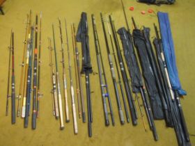 Quantity of modern composite and glass fibre sea fishing rods