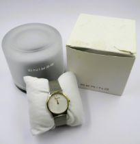 Ladies Bering polished steel cased wristwatch with original box and a ladies Continental silver