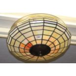 20th Century leaded and coloured glass ceiling light, 52cm diameter