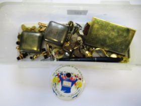 Box containing a quantity of miscellaneous silver and other cufflinks and other items