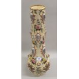 Large Zsolnay reticulated and floral decorated baluster form vase, 61cm high (having restoration