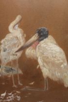 C.H.C. Baldwyn (Royal Worcester Chief Bird Painter 1874-1904), watercolour on card, storks,