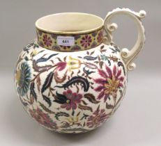 Large Zsolnay jug vase with stylised floral decoration, 35cm high