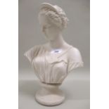 Hewitt and Leadbeater Parian ware bust of a lady, 30cm high Foot circumference 10cm. Shoulder to