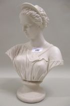 Hewitt and Leadbeater Parian ware bust of a lady, 30cm high Foot circumference 10cm. Shoulder to
