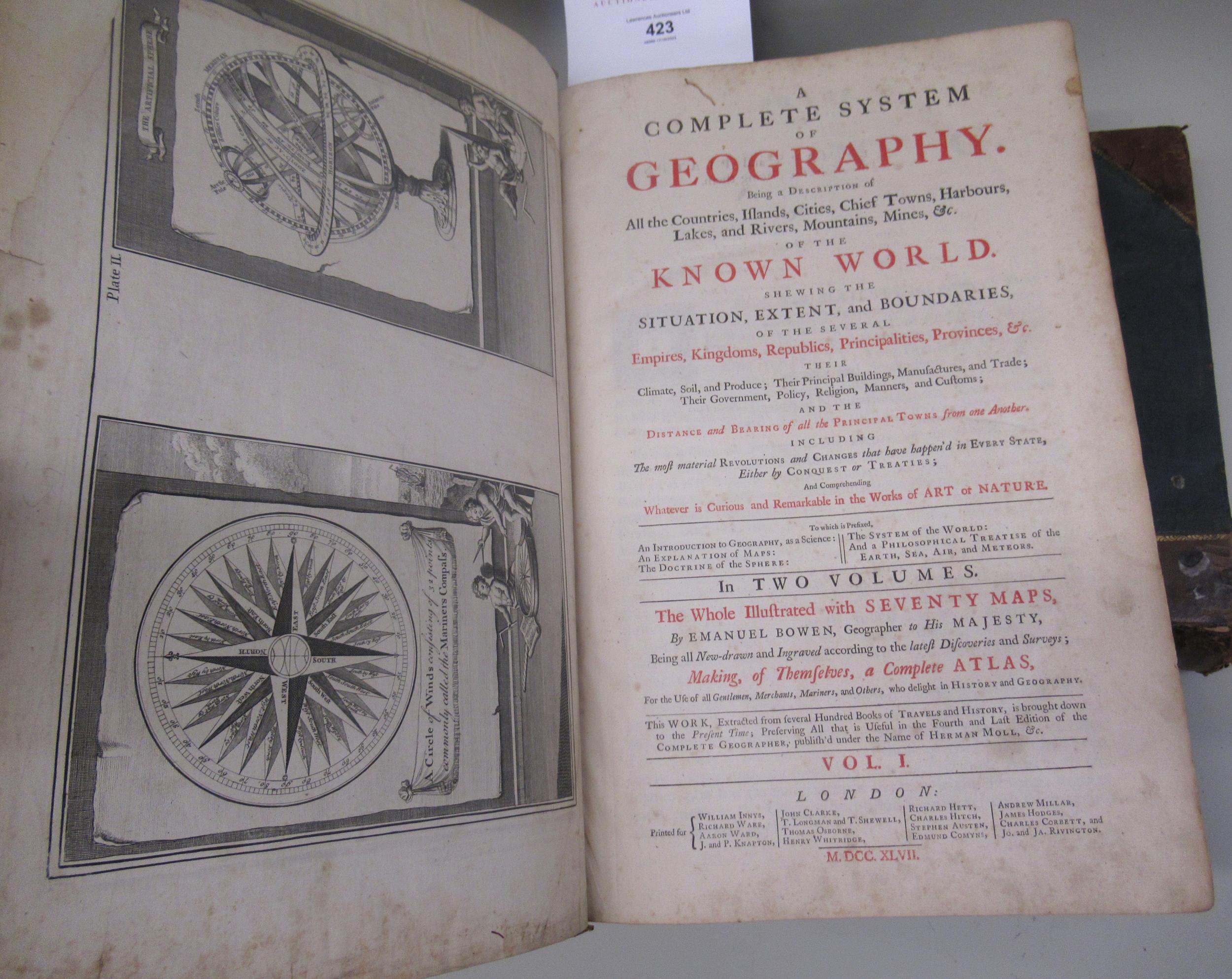 Two volumes, ' Bowen's Geography ', 1747 (maps removed) - Image 3 of 3