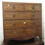 19th Century mahogany straight front chest of two short over three long graduated drawers with