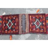 Pair of small Afghan tent bags with Kelim back, 90 x 40cm approximately