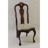 Late 19th / early 20th Century Dutch marquetry inlaid side chair having butterfly, bird and floral