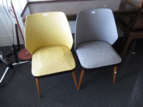 Pair of mid 20th Century ' Rockabilly ' black and yellow vinyl covered side chairs