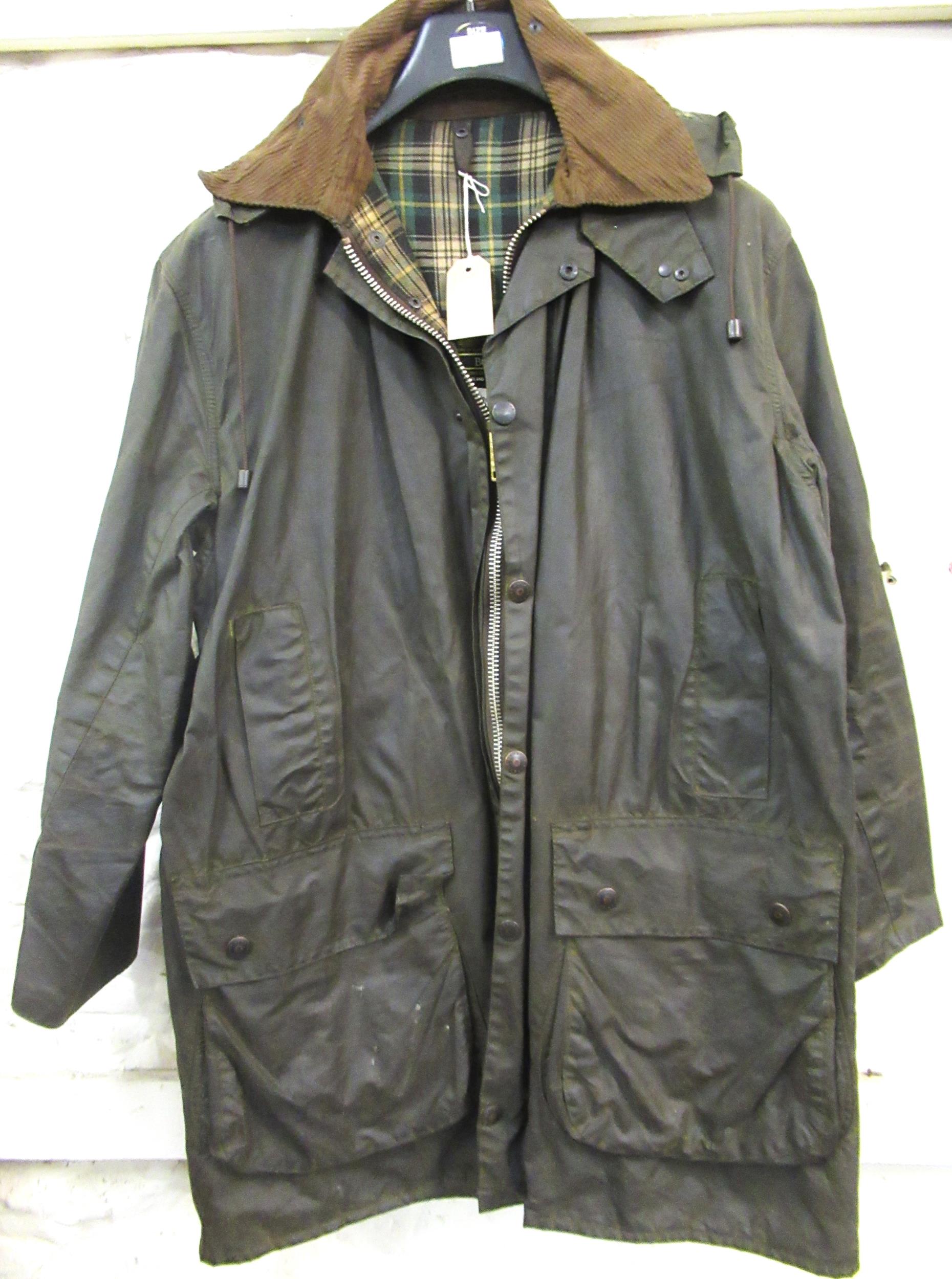 Barbour Border jacket, together with a Barbour wading jacket Various areas of wear, scuffs and