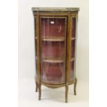 Small late 19th / early 20th Century French mahogany and gilt brass mounted vitrine, the galleried