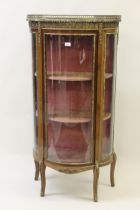 Small late 19th / early 20th Century French mahogany and gilt brass mounted vitrine, the galleried