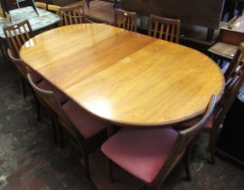 Mid 20th Century G Plan teak Fresco dining table with eight G Plan Fresco chairs