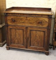 19th Century mahogany secretaire side cabinet, the moulded galleried top above a fall front