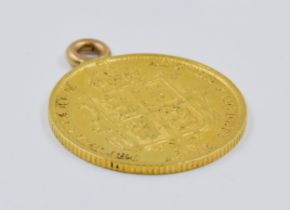 Victorian shield back half sovereign 1887, adapted for use as a pendant