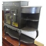 Edwardian ebonised side cabinet with cabriole legs and undertier, 120cms wide
