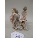 Small late 19th / early 20th Century Meissen group of four putti, an allegory of the beaux arts ,