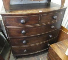 19th Century mahogany bow front chest of two short over three long graduated drawers with knob