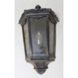 Set of four modern black painted metal lantern form wall lights, each approximately 40cm tall