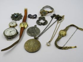 1821 silver crown mounted as a pendant together with a quantity of various wristwatches and small