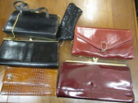 Five various 20th Century ladies leather evening bags
