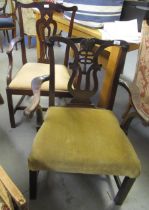 18th Century mahogany pierced splat back elbow chair and another similar