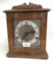 Mid 20th Century mahogany bracket clock in 18th Century style, the brass dial with a silvered