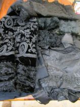Miscellaneous items of Welsh Victorian womens clothing to include bonnet, embroidered skirt, cape,