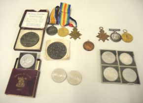 World War I three medal group to M2-099659 Private E.L. Elkington ASC, together with another to SS-