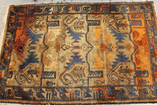 Hamadan rug in shades of rust, beige and blue, 203 x 130cm approximately Very dirty, would need a