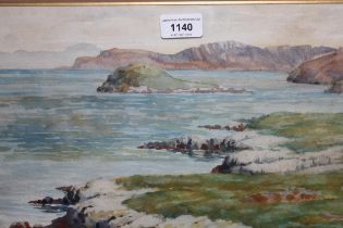 J.D. Nisbet, watercolour, coastal scene, signed, 25 x 37cm, gilt framed